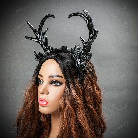 Antelope Devil Animal Deer Horn Headband - Black - Picture 3 of 10